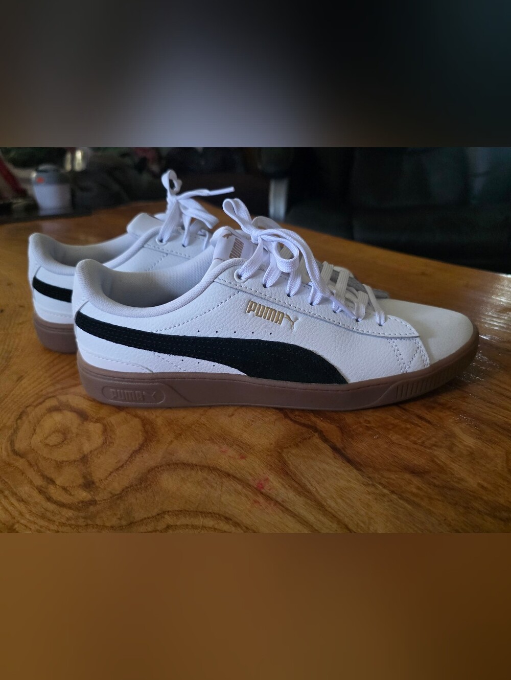 Puma White Sneakers with Black Formstripe and Gum Sole